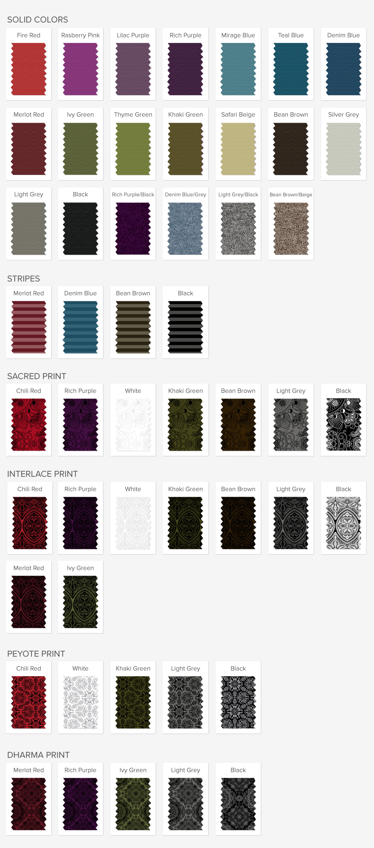 leggings colour chart with name