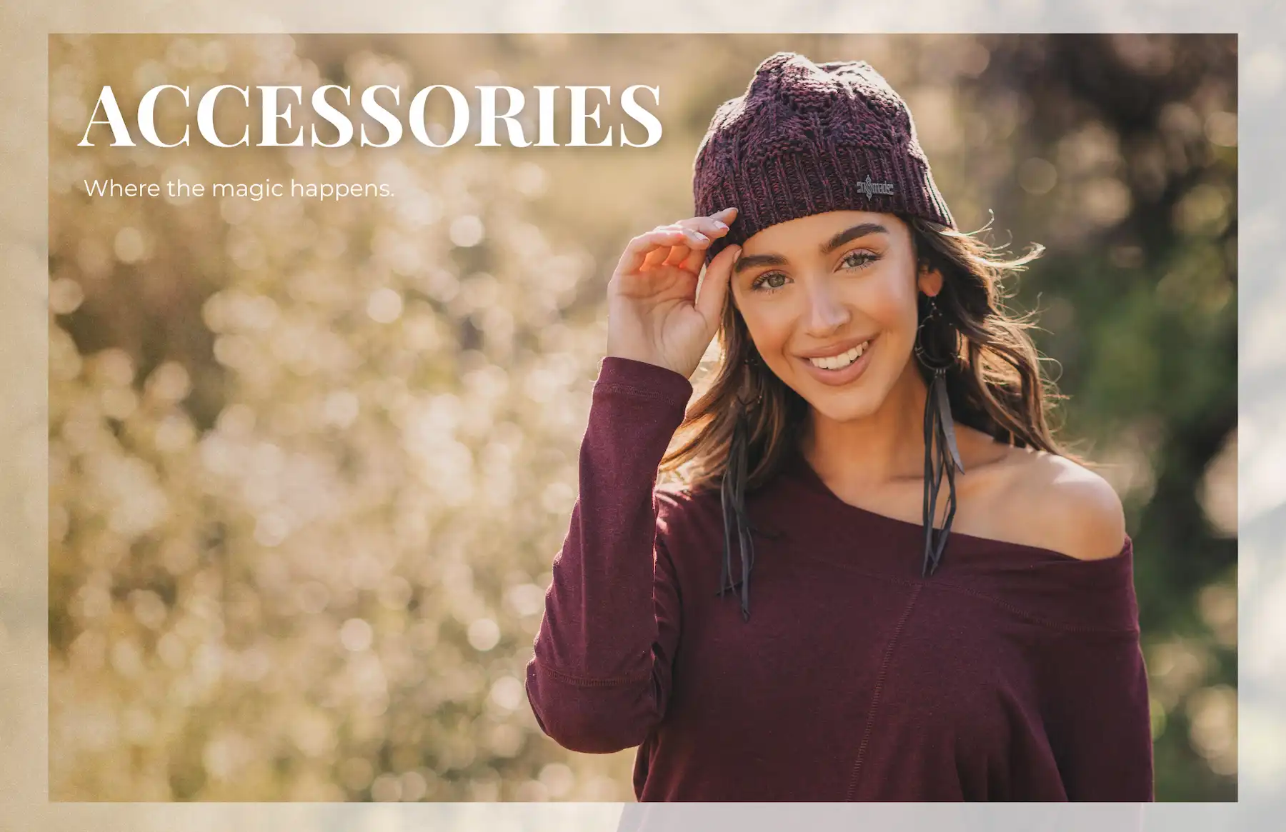 Young woman with toque accessories - Where the magic happens.