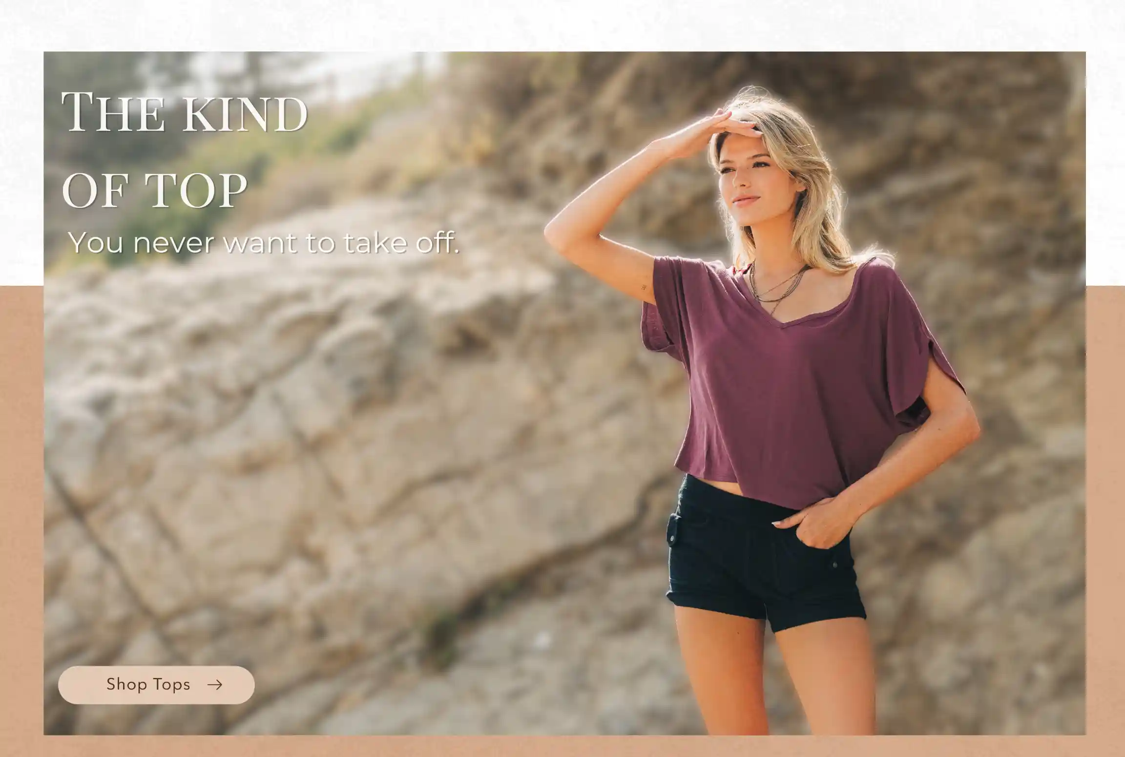 Young woman weaing the kind of top you never want to take off.